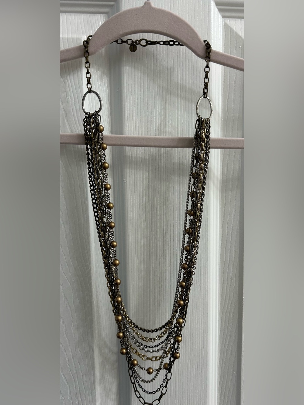 Multi-Strand Antique Gold Beaded Women's Necklace